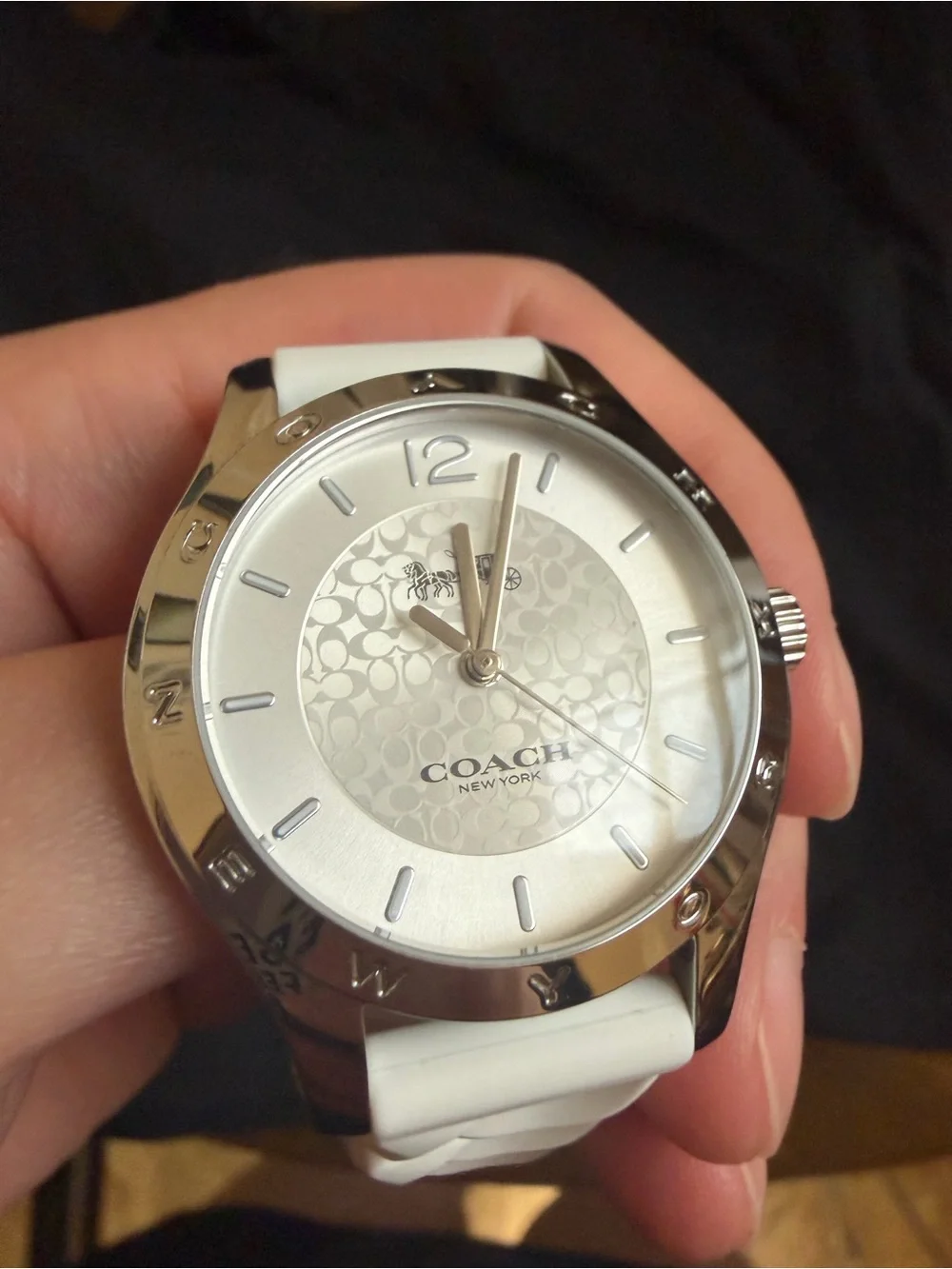 COACH Maddy Watch, 34 Mm Stainless steel case and rubber strap White W1618